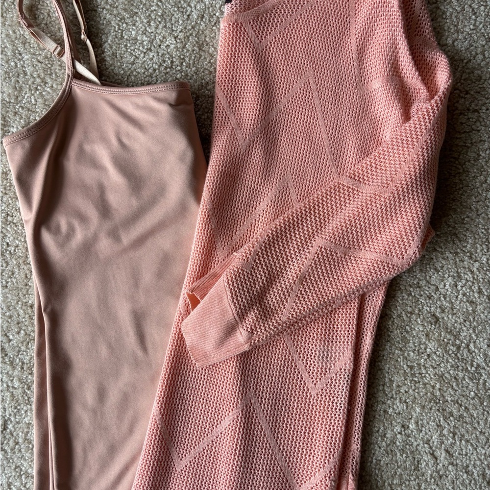 Peach Chevron Knit Sweater with Peach Camisole - Picture 2 of 16